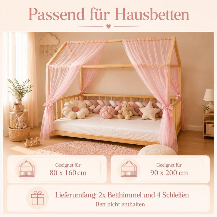 Baby Fancyroom Betthimmel für Hausbett Kinderbett, universell, Premium Tüll, 2-teilig, Hausbetthimme