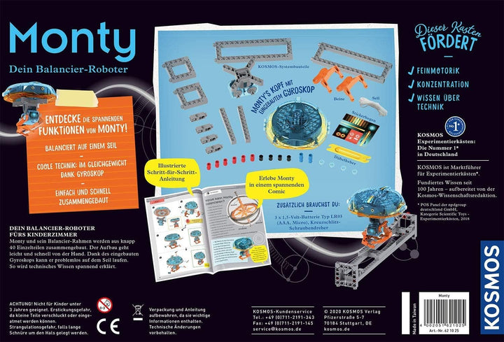 KOSMOS 621025 Monty - Dein Balancier-Roboter, Entdecke wie ein Gyoroskop funktioniert, lass Monty au