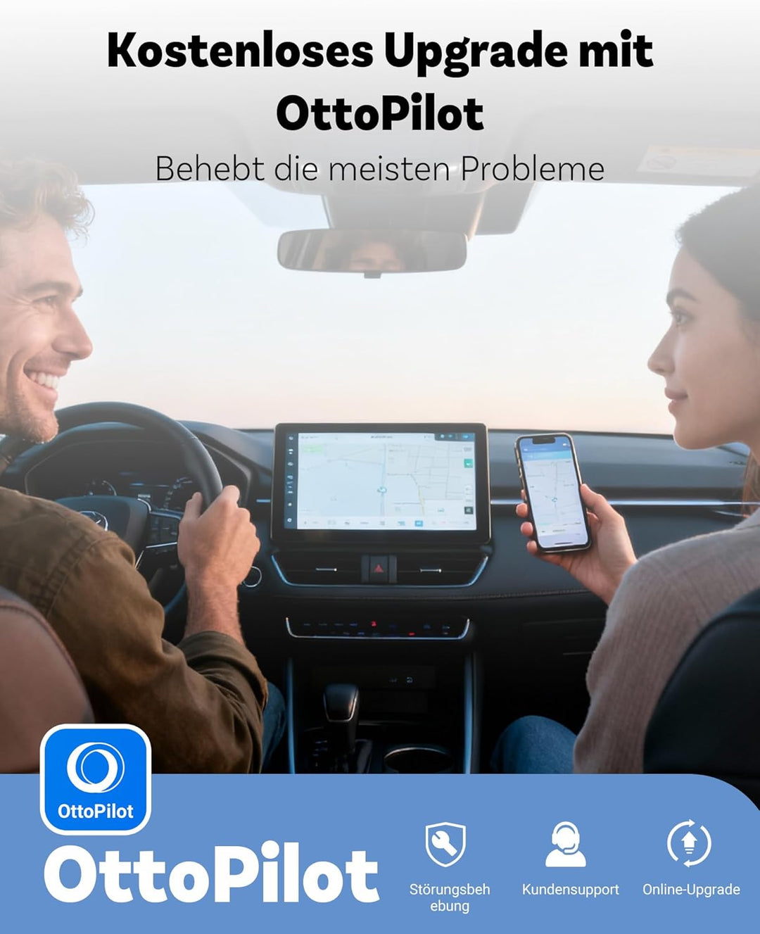 2026 Ottocast Mini Pot Orange, 2-in-1 Wireless CarPlay & Android Auto Adapter, Plug & Play Funk-Dong