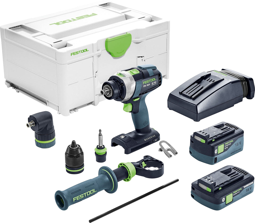 Festool Akku-Schlagbohrschrauber TPC 18/4 5,2/4,0 I-Set QUADRIVE (mit Akkupacks, Schnellladegerät, W