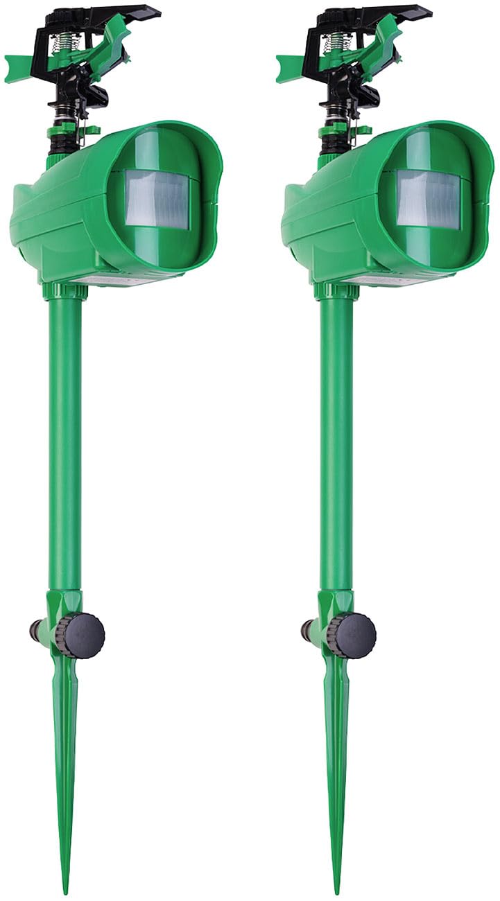 Royal Gardineer Katzen-Abwehr: 2er-Set Wasserstrahl-Tierschreck, PIR-Sensor, Batteriebetrieb, 120 m²