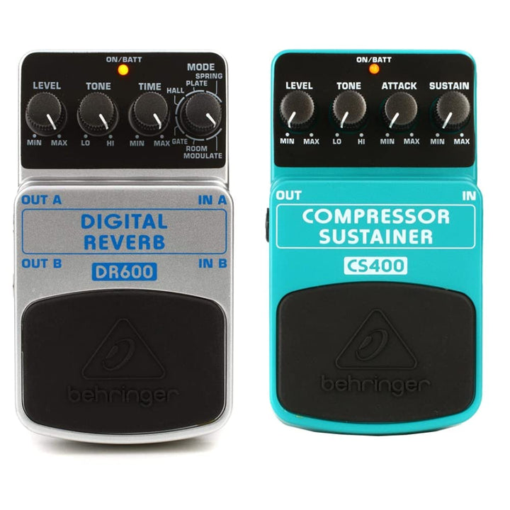 Behringer Digital Reverb DR600 Reverb Effektpedal & Compressor/Sustainer CS400 Ultimatives Dynamik-E
