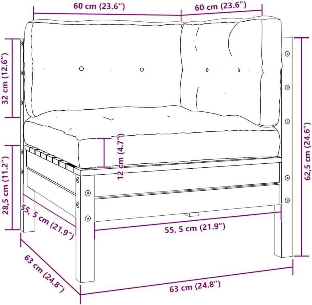 vidaXL Gartensofa 2-Sitzer, Gartenmöbel 2 Ecksofa mit Creme Kissen, Modular Sofa Lounge Sitzgruppe f
