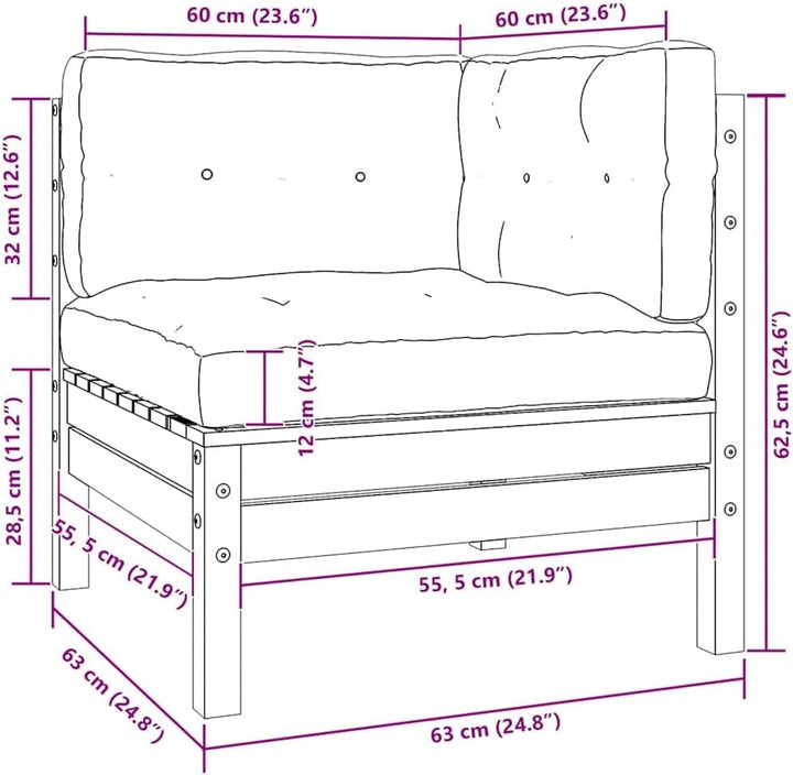 vidaXL Gartensofa 2-Sitzer, Gartenmöbel 2 Ecksofa mit Creme Kissen, Modular Sofa Lounge Sitzgruppe f