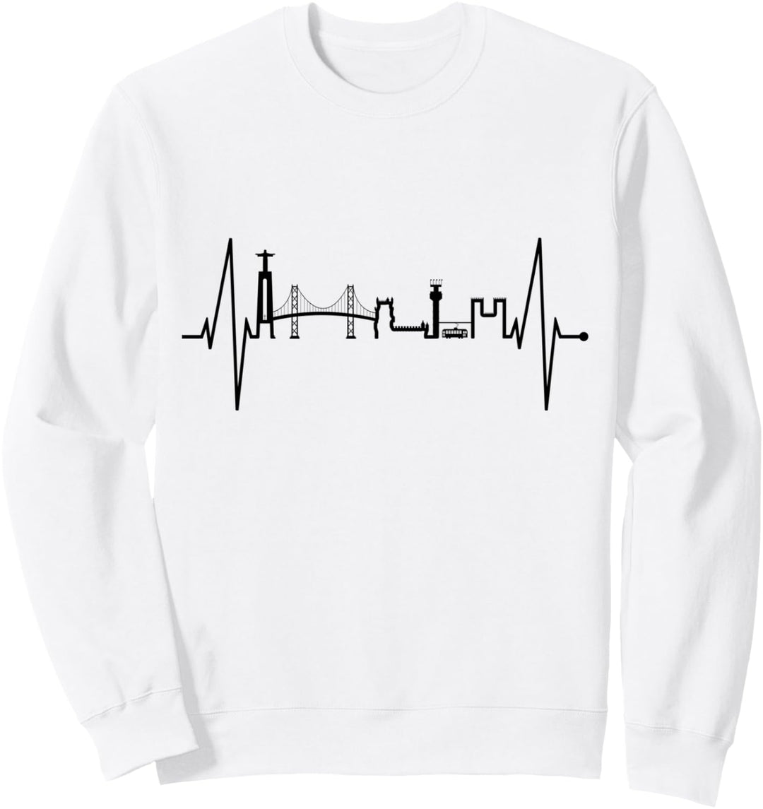 Lissabon Skyline Herzschlag Portugal Liebe Lisbon Lisboa Fan Sweatshirt