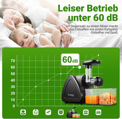 Entsafter Gemüse und Obst Testsieger, Aobosi slow juicer mit Reversierfunktion, leisem Motor, hoher