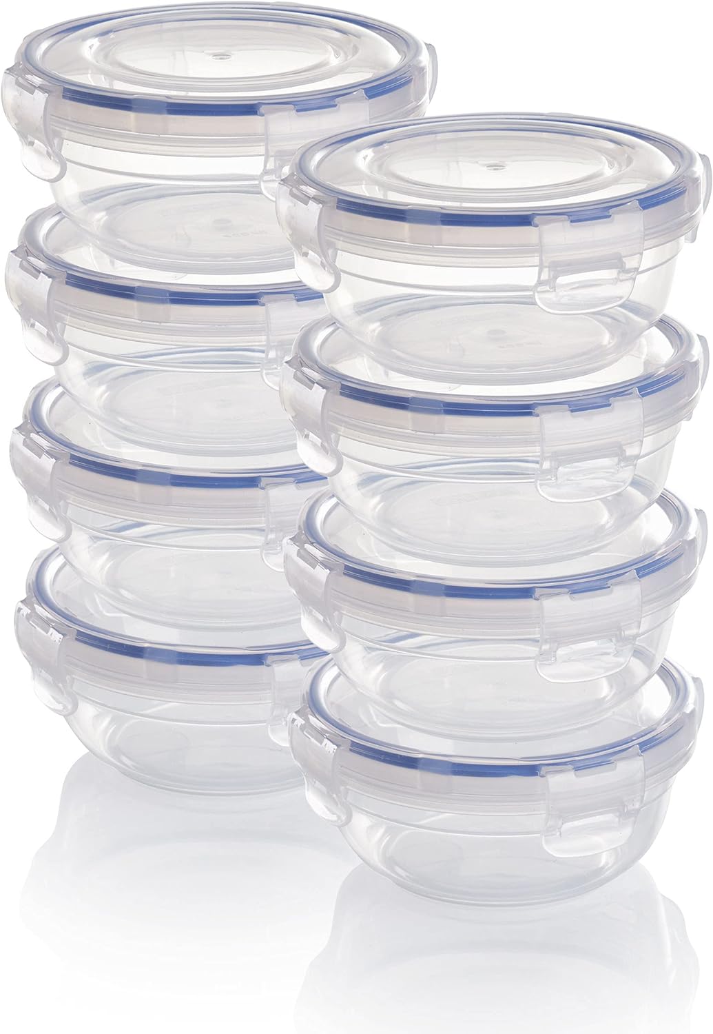 Grizzly Kunststoff Frischhaltedosen Set, 8x Vorratsdosen mit Deckel, flach, rund, stapelbar, bruch-,