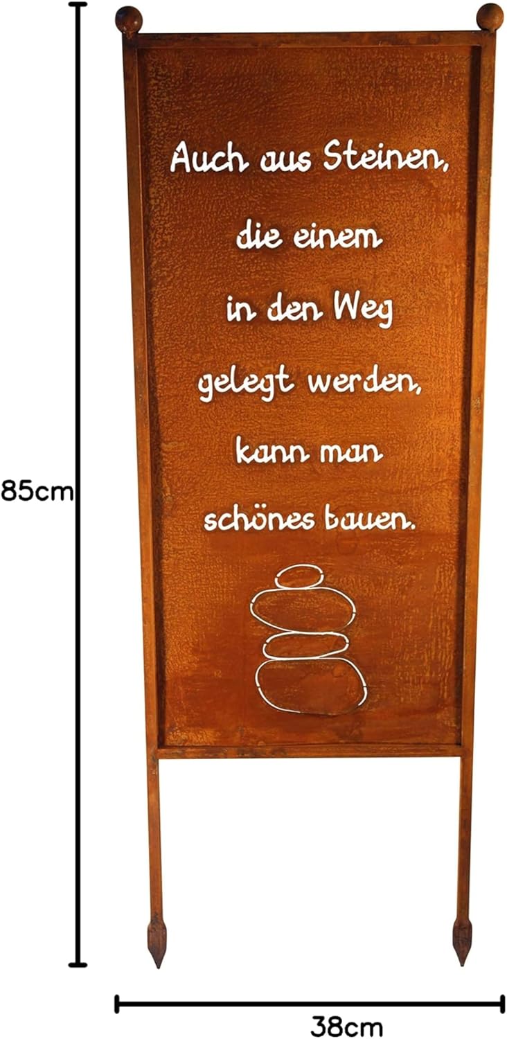Bornhöft Schild/Spruchtafel Gartenschild Edelrost Rost zum Einstecken rostige Gartendeko (Auch aus S
