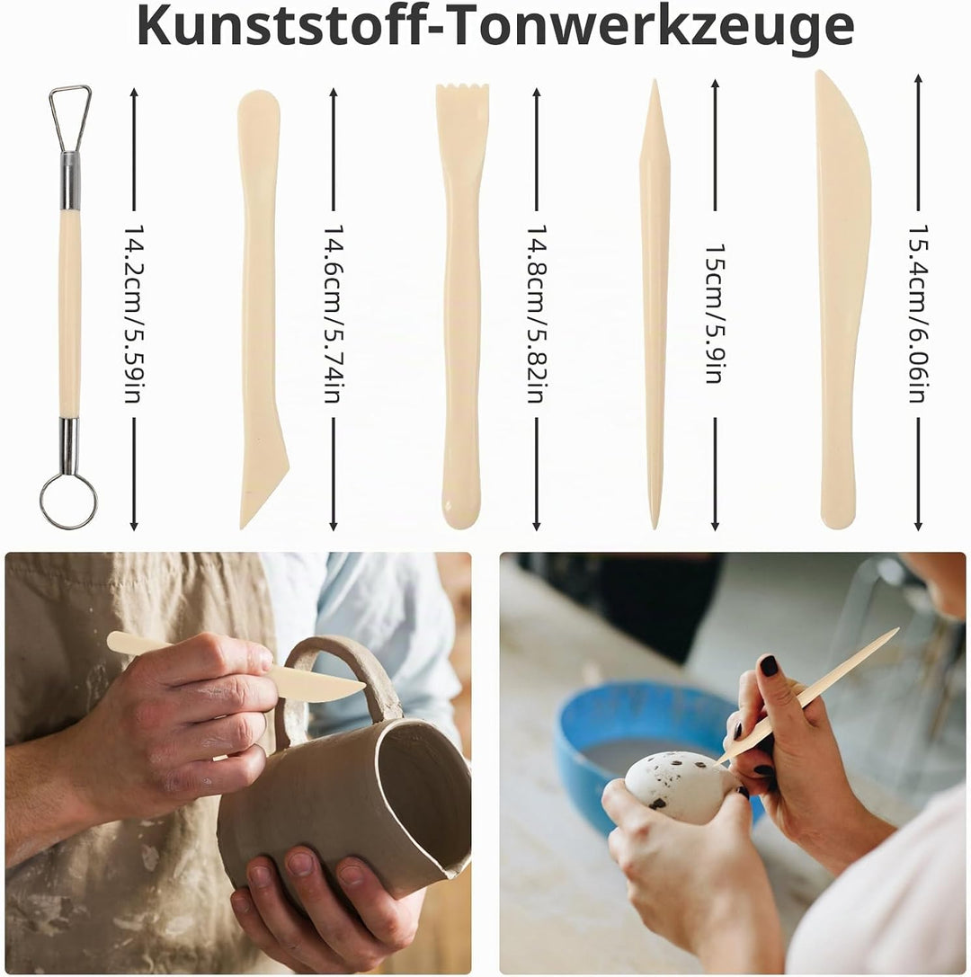 AULEEP 35 Stücke Töpferwerkzeug Set, Modellierwerkzeug, Polymer Clay Set, Ton Werkzeug Set mit Klare