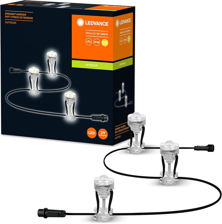LEDVANCE LED Gartenleuchte, Lichterkette mit 3 weiteren LED Dots für Aussen, Erweiterungspaket, Warm
