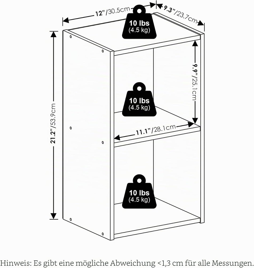 Furinno Luder Bücherregal 23.7(D) x 30.5(W) x 53.9(H) cm Grün/Weiss, 23.7(D) x 30.5(W) x 53.9(H) cm
