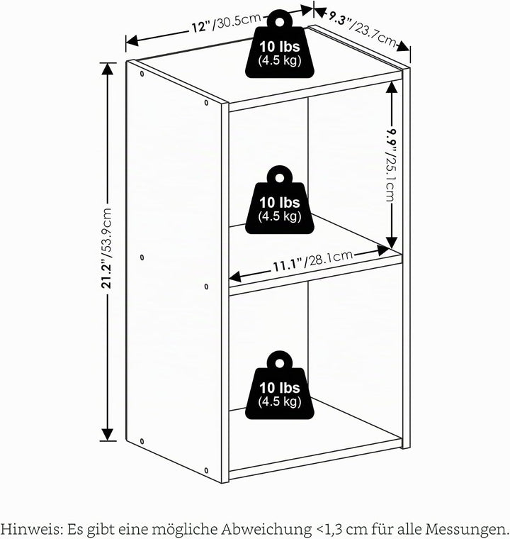 Furinno Luder Bücherregal 23.7(D) x 30.5(W) x 53.9(H) cm Grün/Weiss, 23.7(D) x 30.5(W) x 53.9(H) cm