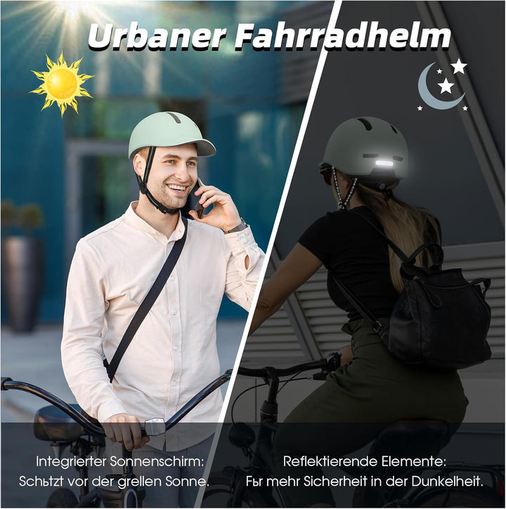 Shinmax Fahrradhelm für Damen und Herren, Einstellbarer Helm mit Visier & Sonnenschutz, Leicht & Bel