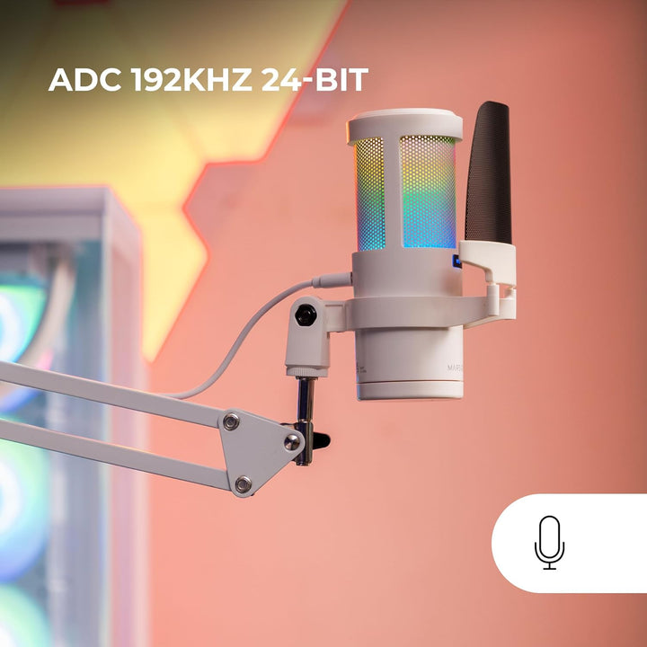 MARS GAMING MMIC-SC, Professionelles Studiomikrofon, Hochwertiges ARGB-Design, Hochauflösend 192Khz
