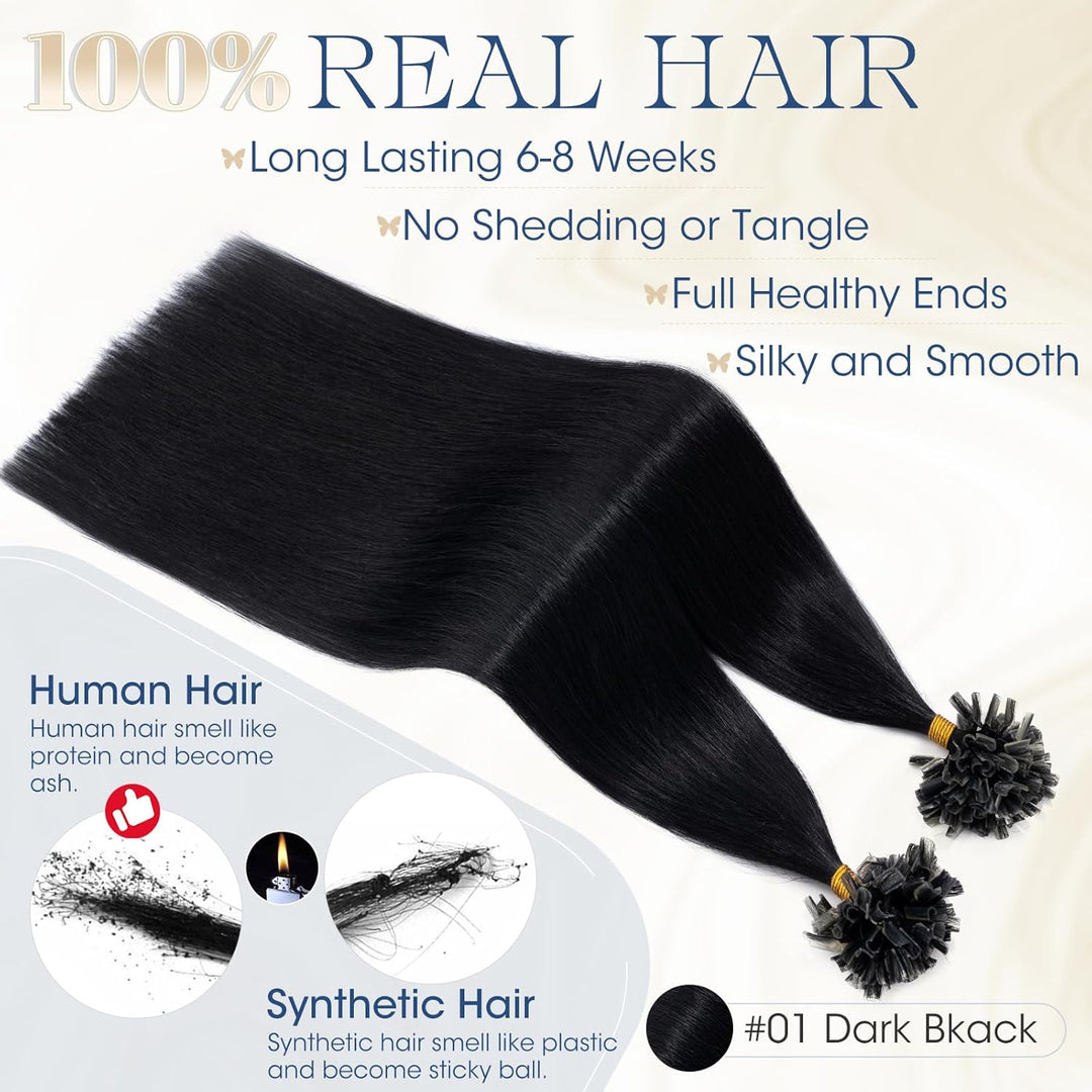 Elailite 200 Stück Extensions Echthaar Bondings 55cm 100g Haarverlängerung U-tips Keratin 0.5g/pcs #
