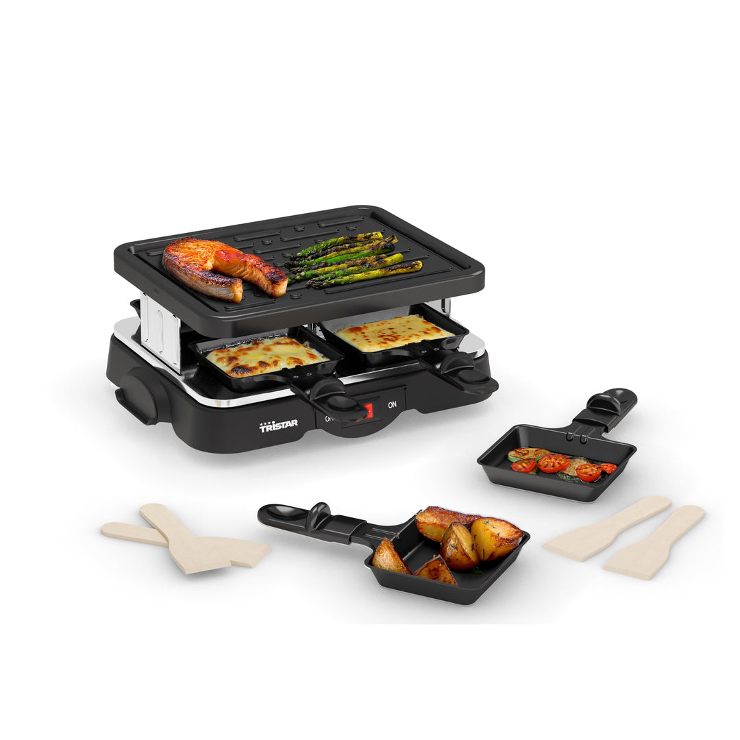 Tristar Raclette-Grill für bis zu 4 Personen, 4 Pfännchen, 500 Watt, RA-2949
