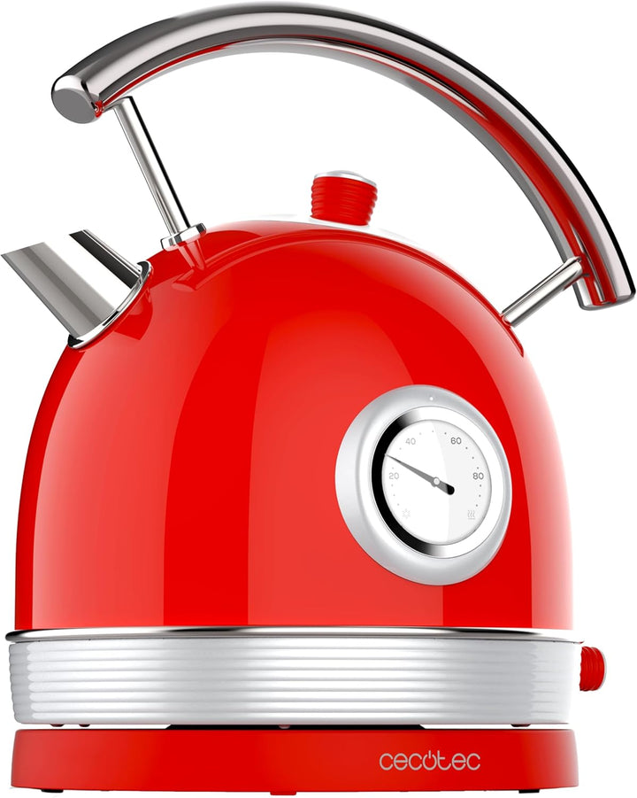 Cecotec Wasserkocher mit 1,8 Liter Fassungsvermögen Thermosense 420 Vintage Light Red. 2200 W, Fassu