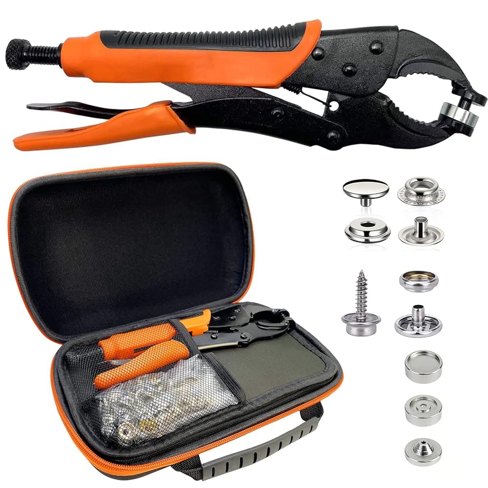 Druckknopf Set Mit Zange, Druckknöpfe Zum Schrauben, EnthäLt Werkzeugtasche und 40 SäTze 15-Mm-Druck