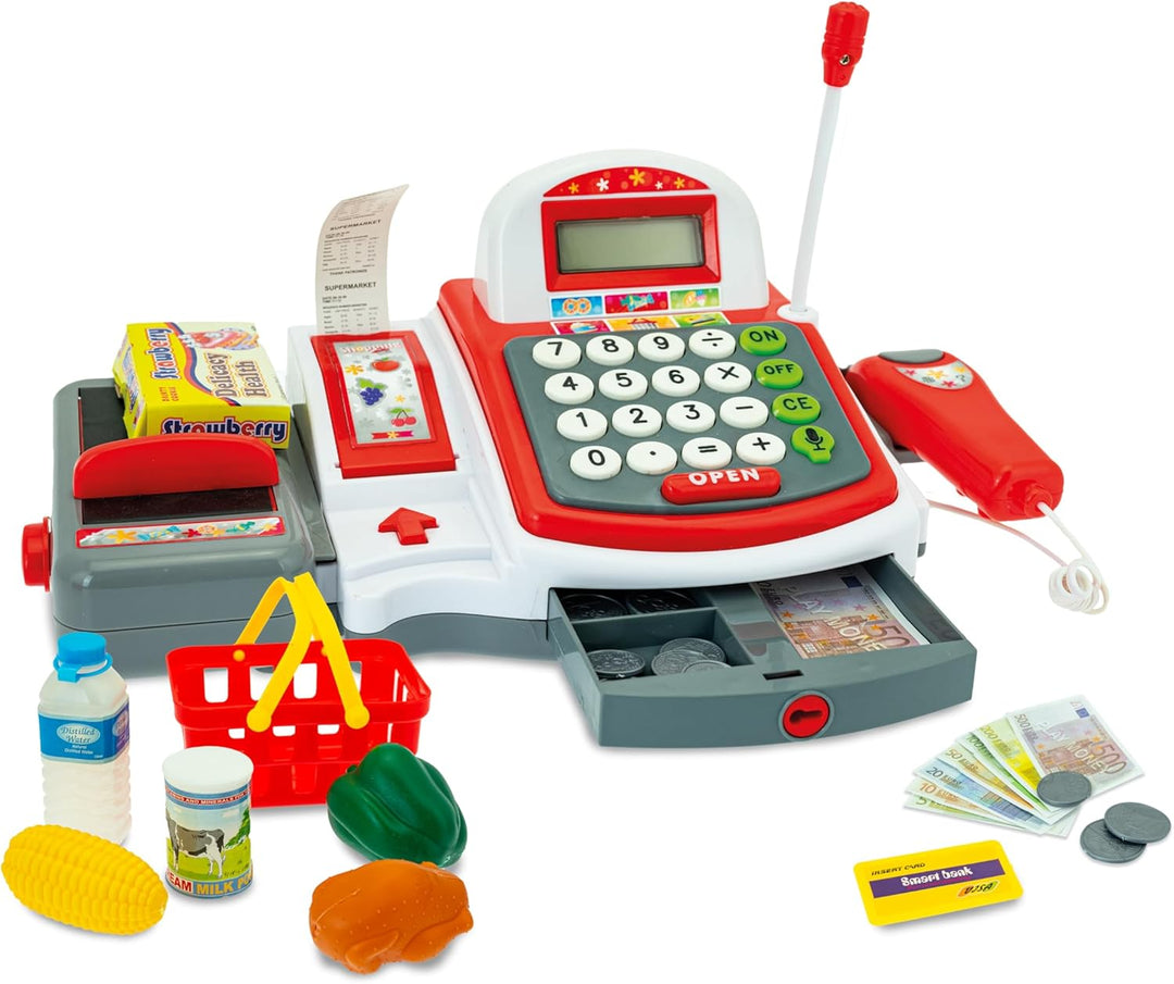 Teorema Kassenspiel, Spielzeug für Kinder, mit Scanner und Kassenrolle, mit Zubehör