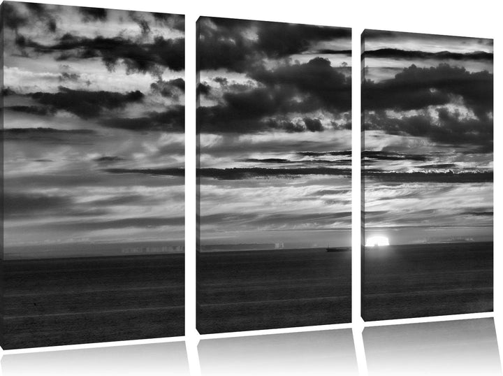 Pixxprint Sonnenuntergang über Meer als Leinwandbild/Grösse: 3 Teilig (120x80) cm/Wandbild/Kunstdruc