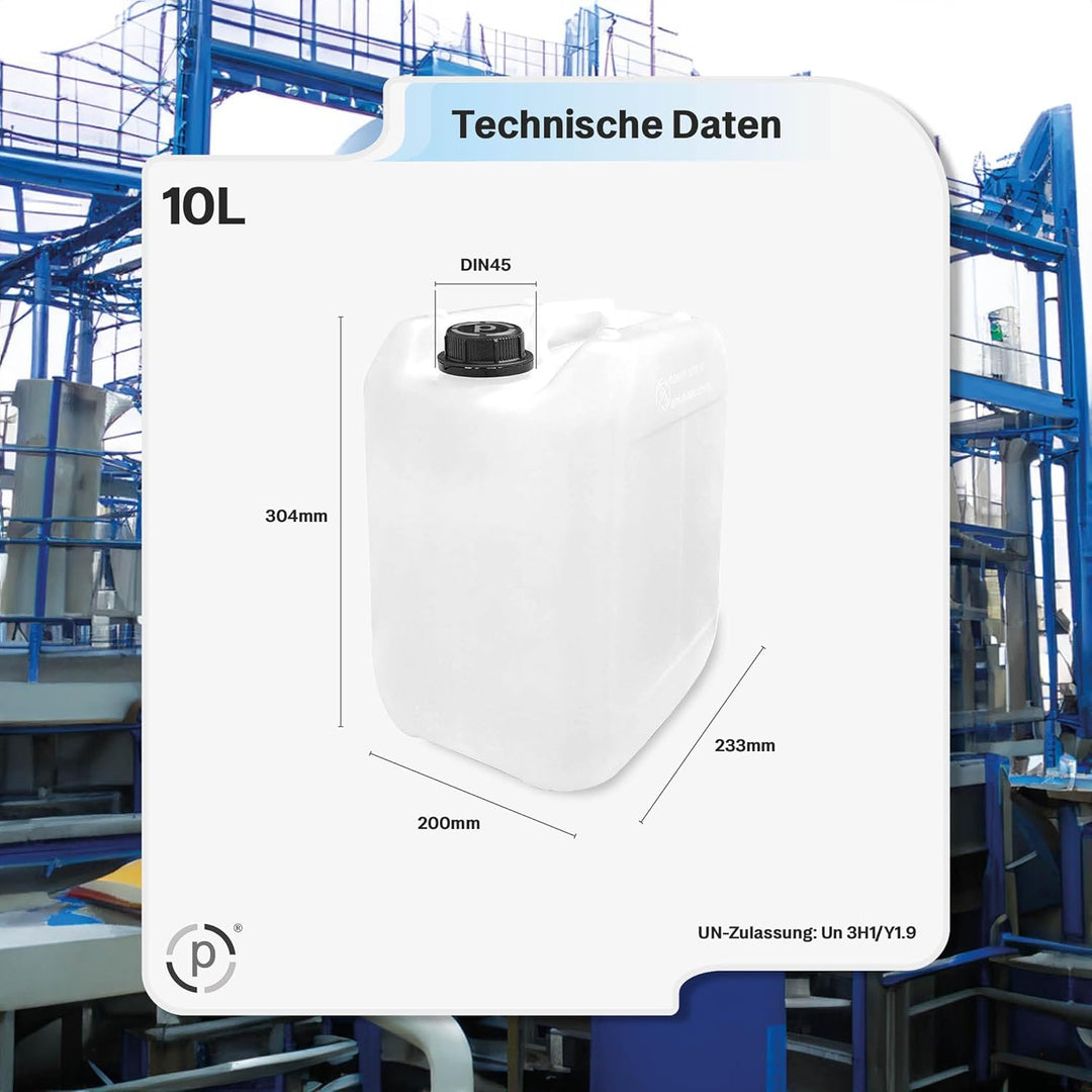plasteo® 2x 10 Liter Getränke- Wasserkanister Natur mit 1x Hahn und 2x Schraubdeckel | BPA Frei | Le