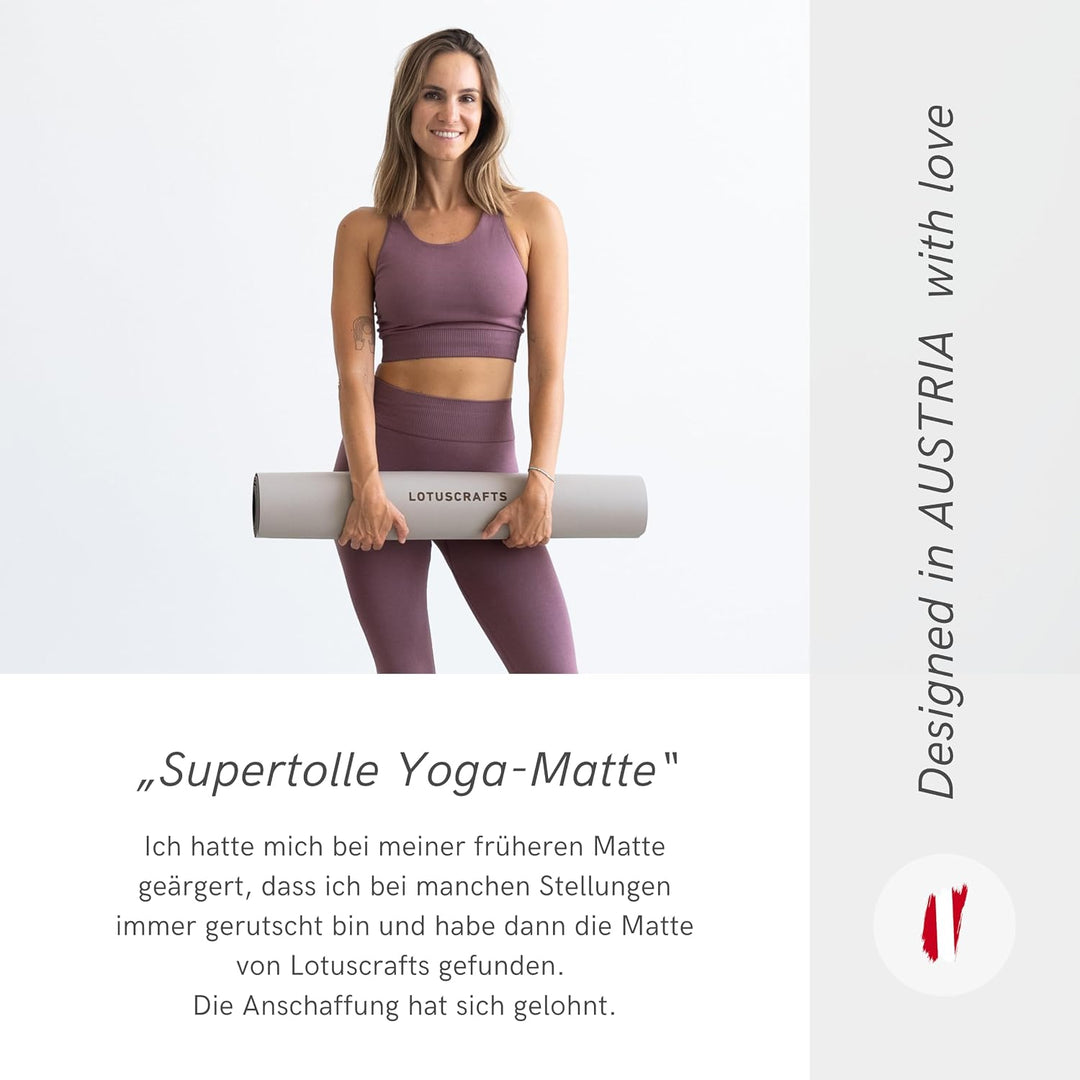 LOTUSCRAFTS® Yogamatte rutschfest, aus Naturkautschuk, universell einsetzbar als Yoga Matte, Sportma