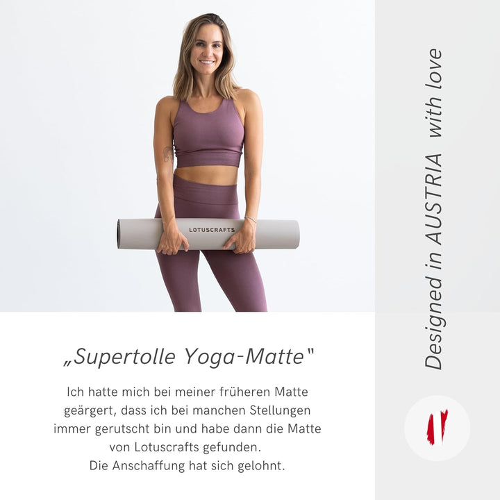 LOTUSCRAFTS® Yogamatte rutschfest, aus Naturkautschuk, universell einsetzbar als Yoga Matte, Sportma