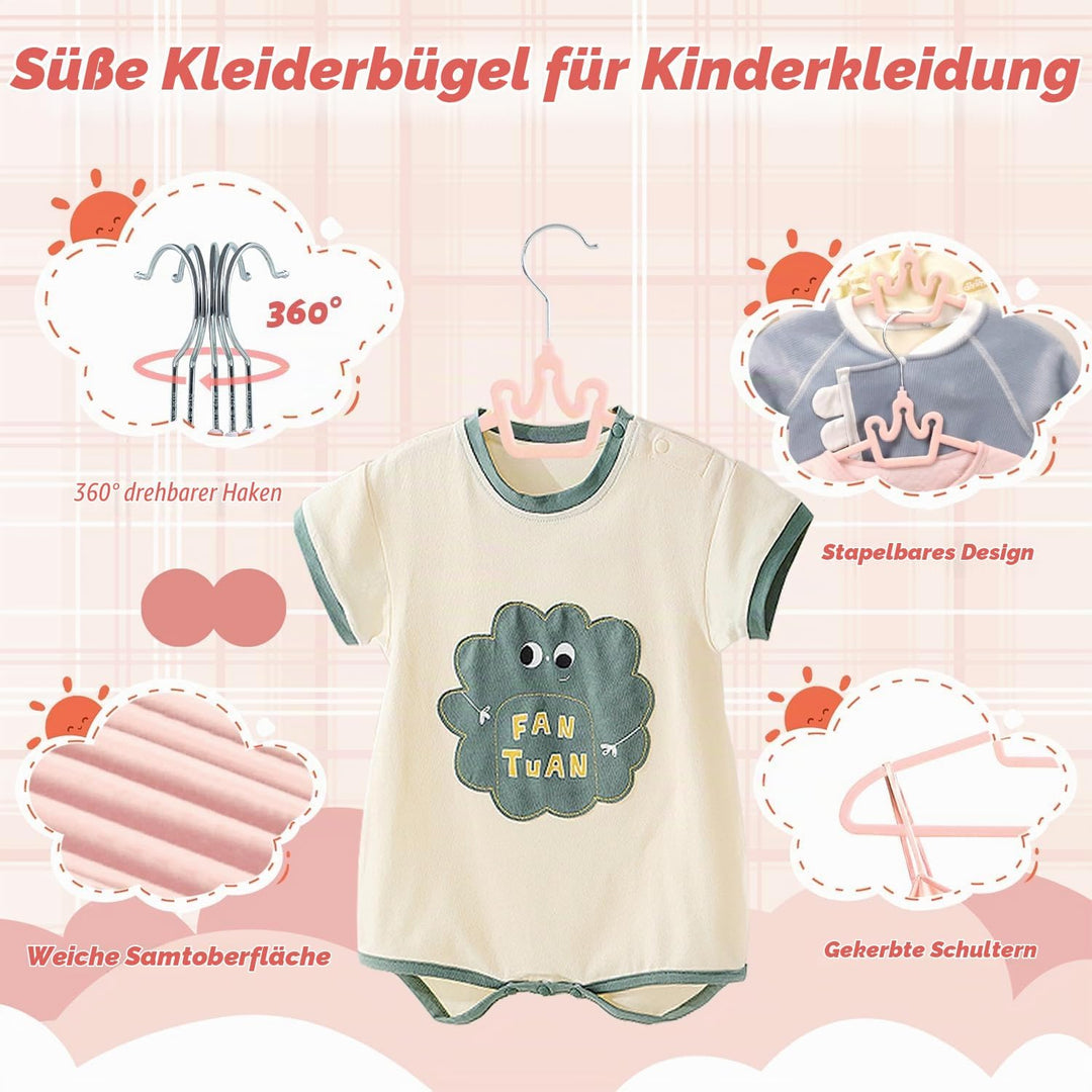 ManGotree Baby-Samtbügel, rutschfeste Filz-Kinderkleiderbügel, 32 cm Niedliche Kronenbügel für den K