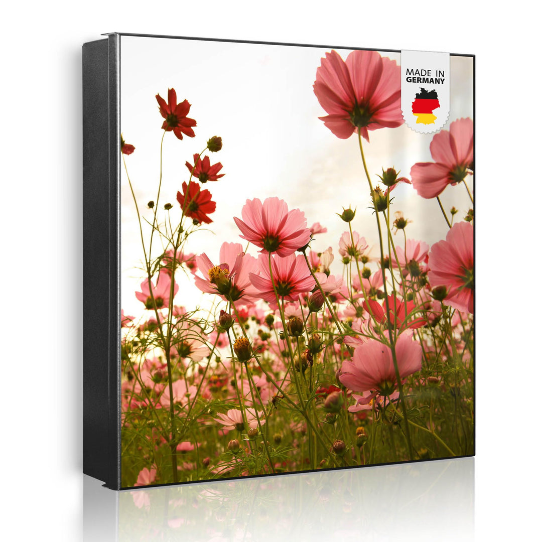 banjado® Grosser Schlüsselkasten Glas/Schlüsselbox 30cm x 30cm mit 50 Haken - Motiv Schmuckkörbchen/
