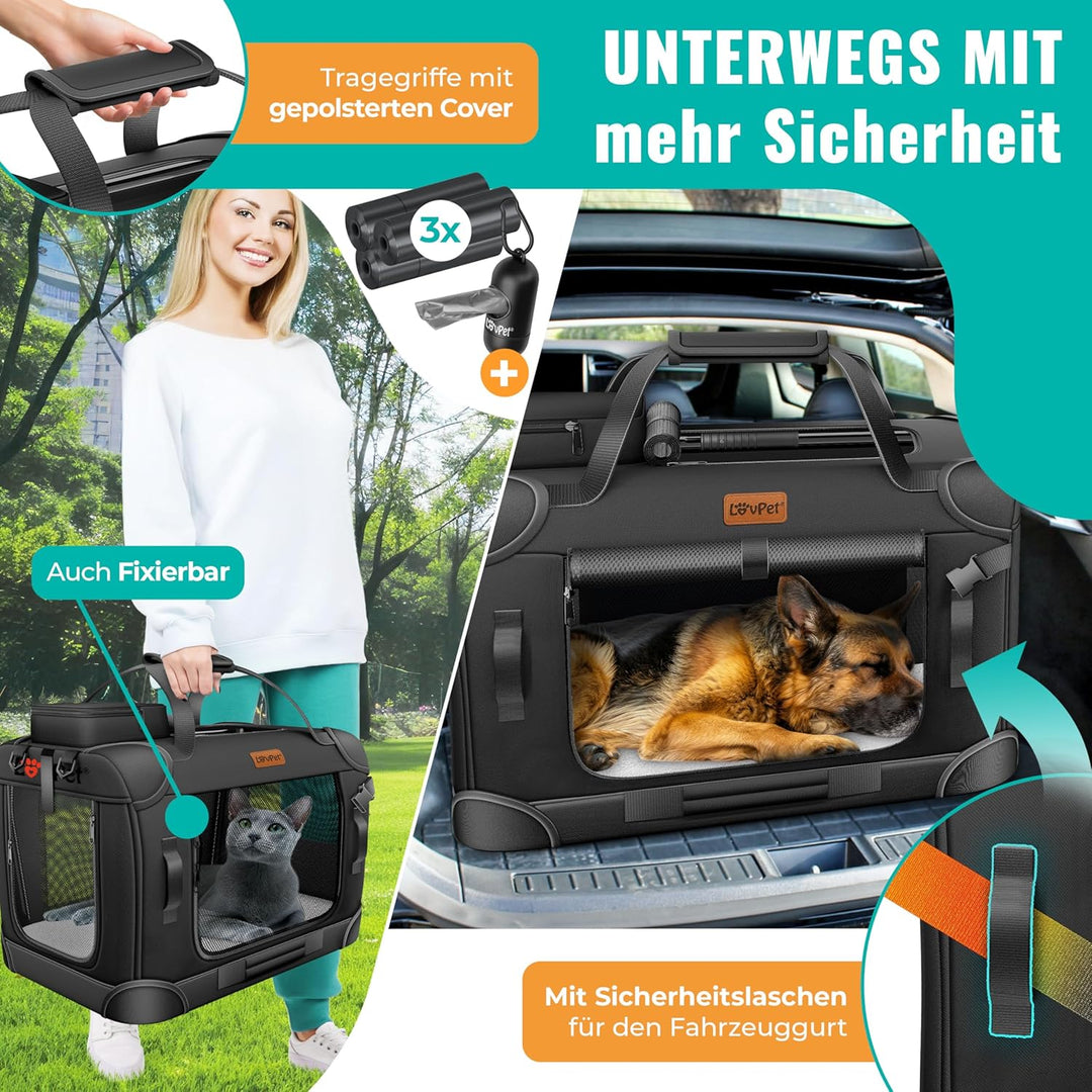 Transportbox Hund Katze Transporttasche L 70x52x52cm | Hunde-Tragetasche Faltbare Katzentasche | Hau