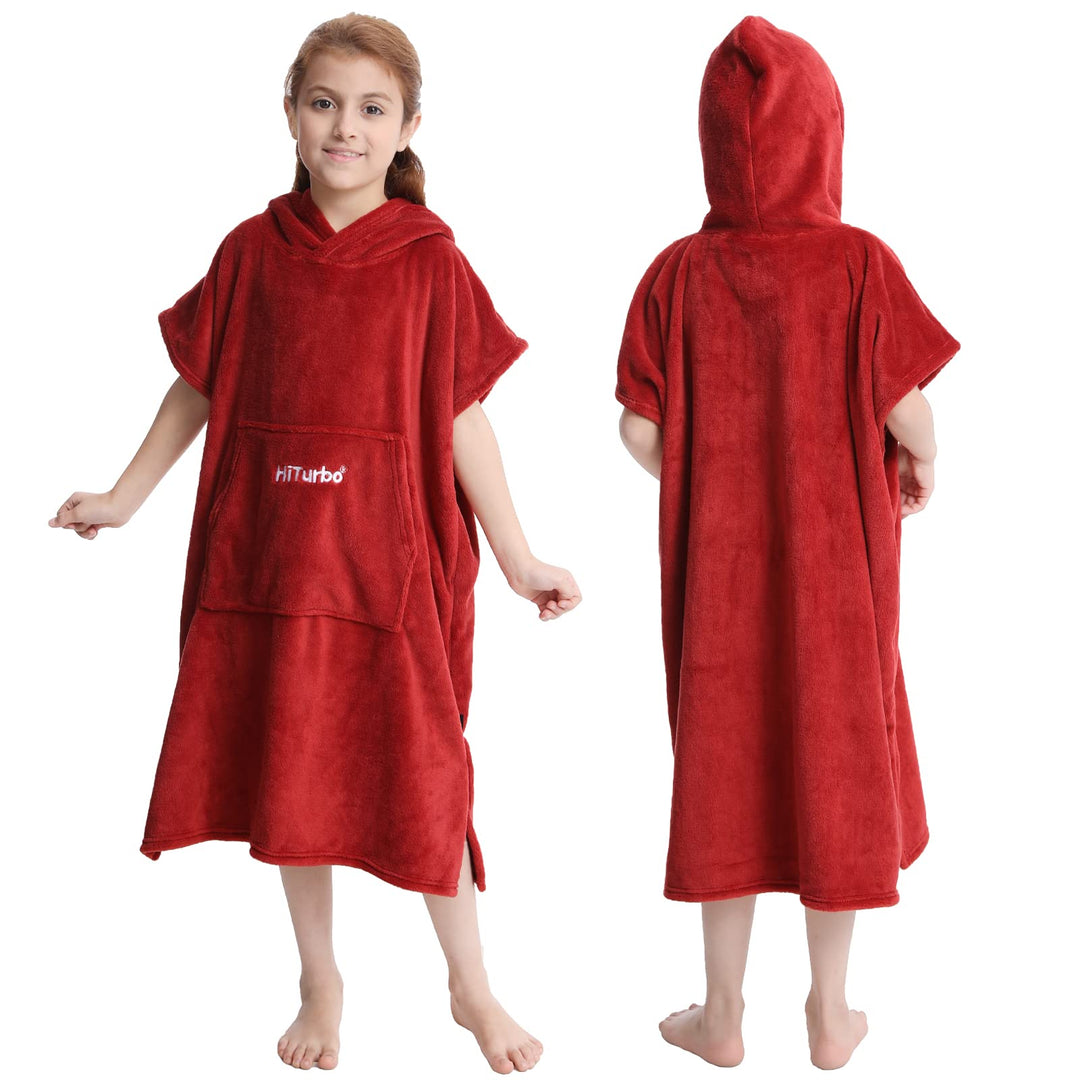 Hiturbo Kinder Wickelmantel, Handtuch Poncho Bademantel Robe mit Kapuze, für Strand, Schwimmen, Surf