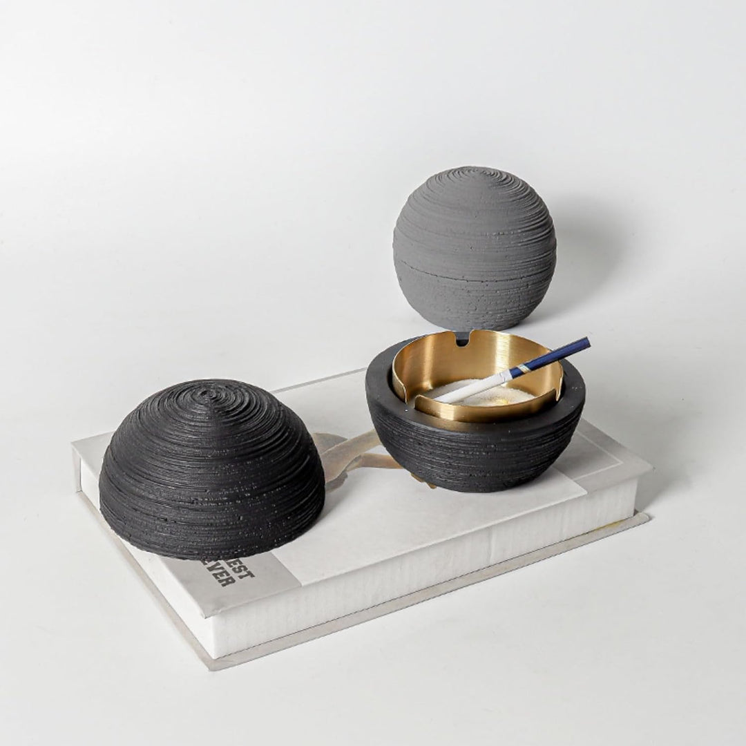 Moderner Mülleimer - Beton-Metall-Φ12 x 11cm, Minimalistisch & Hygienisch - Perfekt für Büro und Küc