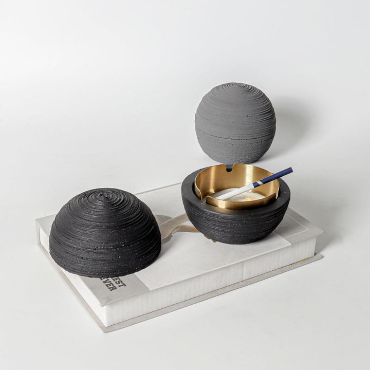 Moderner Mülleimer - Beton-Metall-Φ12 x 11cm, Minimalistisch & Hygienisch - Perfekt für Büro und Küc