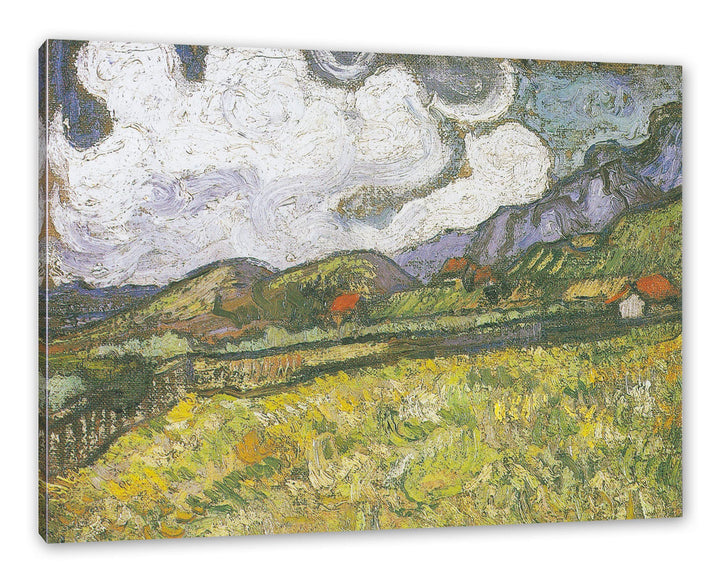 Vincent Van Gogh - Weizenfeld hinter Saint-Paul als Leinwandbild / Grösse: 100x70 cm / Wandbild / Ku