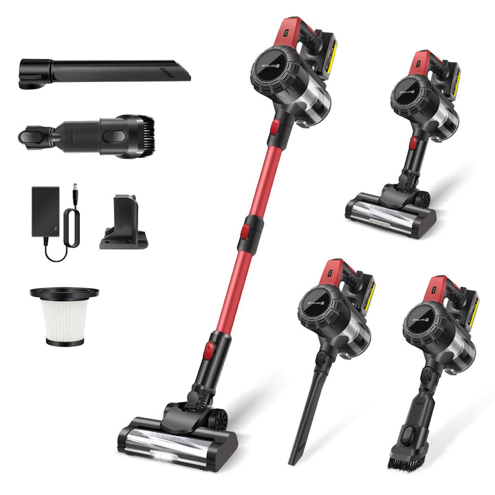 Akku Staubsauger, Akku Stabstaubsauger Kabellos, Akkusauger mit Anti Tangle Bürste, 99,999% Filterle