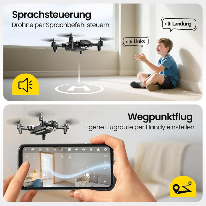 DEERC D20 Mini Drohne für Kinder mit 1080P Kamera, faltbarer RC Quadcopter mit FPV Live-Übertragung,