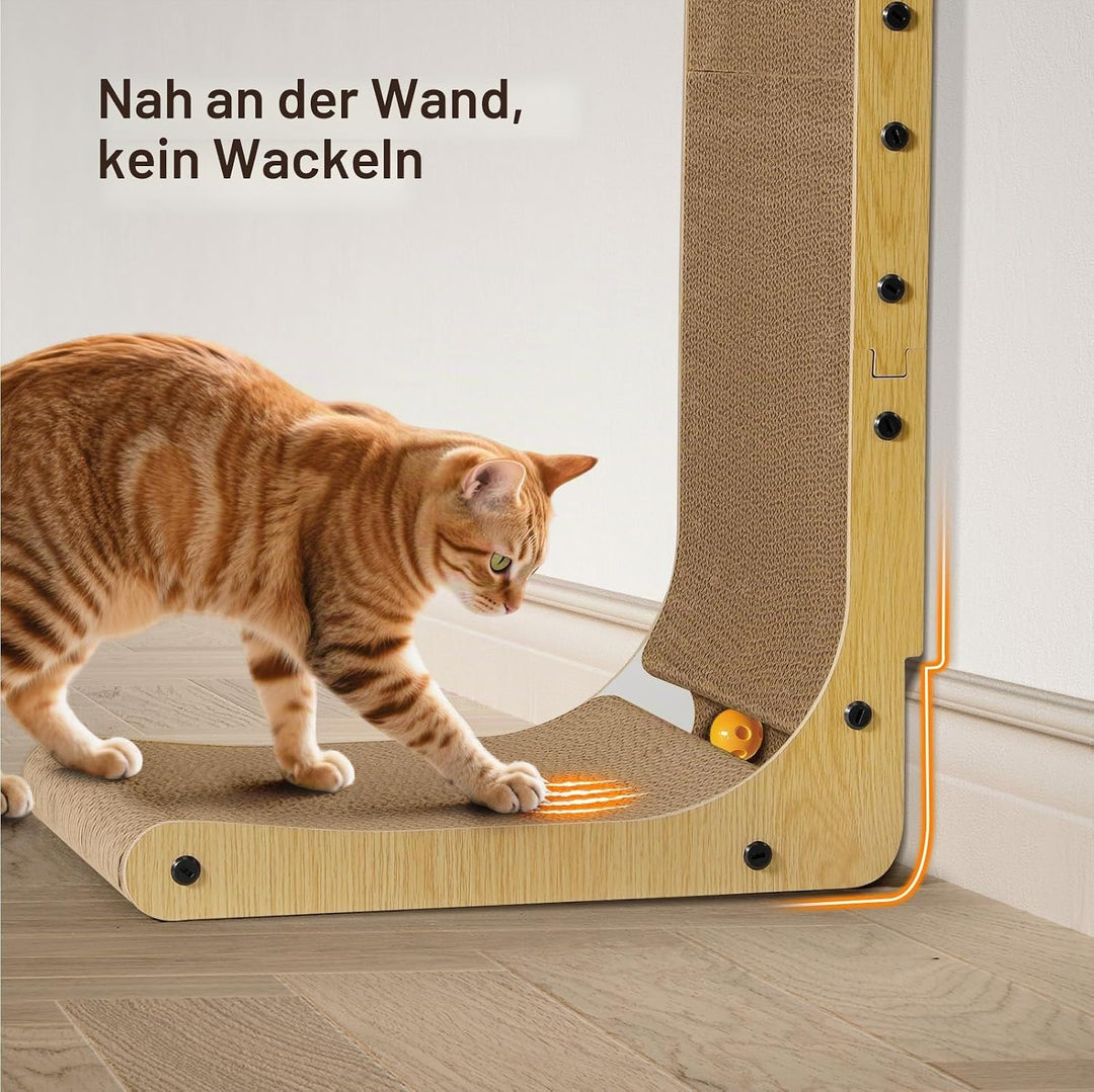 Gimars Hohe 47cm L förmige Kratzbrett Katze mit Ball, Vertikaler kratzpappe für Katzen, Langlebiges