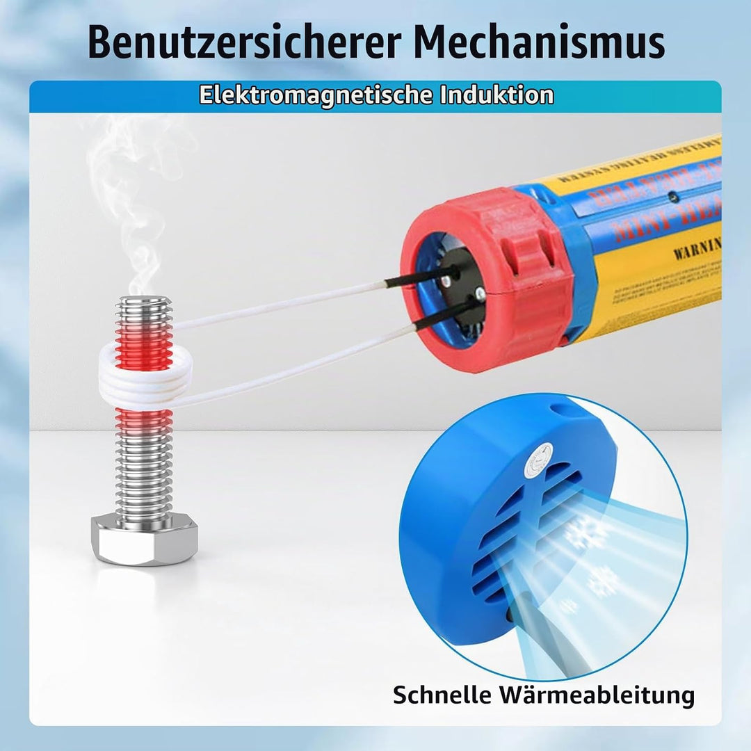 1100W Magnetischer Induktionsheizgerät - Flameless Induction Heater, 8 Heizspulen(30/40/50mm*2, 750m