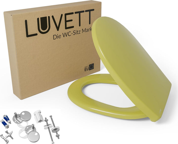LUVETT® WC-Sitz mit Absenkautomatik C100 oval universell, Toilettendeckel mit 3 Edelstahl Montagelös