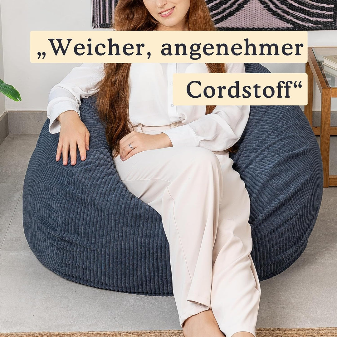 bananair - Sitzsack Kinder - Cordstoff Breit Gerippt - Weich und Bequem - Maschinenwaschbarer Bezug