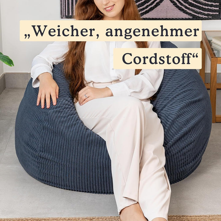 bananair - Sitzsack Kinder - Cordstoff Breit Gerippt - Weich und Bequem - Maschinenwaschbarer Bezug
