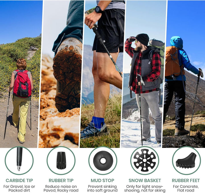 aiGear Premium Wanderstöcke | 2 Pack | Ultraleicht Verstellbare 7075 Aluminium Trekkingstöcke | mit