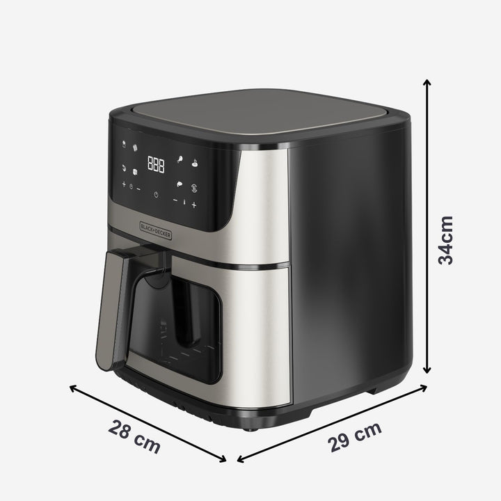 Black+Decker – Heissluftfritteuse BXAF8000E | 2000W | 8L | Dual-Heizung | 8 Programme | Defrost & De