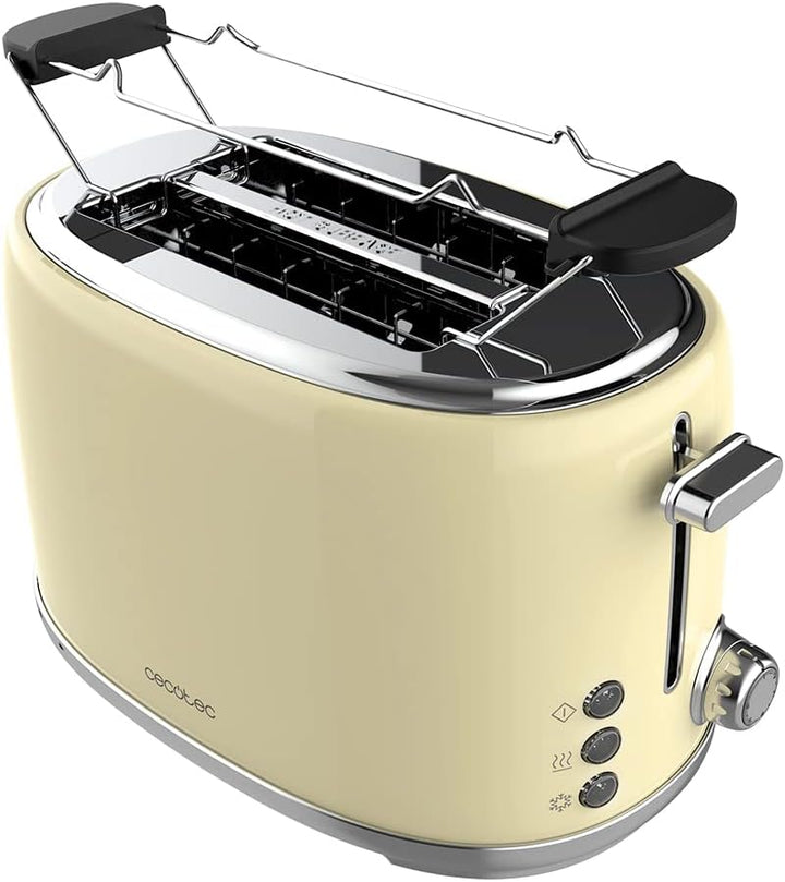 Cecotec Toast&Taste 1000 Retro Double Beige Toaster 2 Scheiben, 980 W, 2 breite Schlitze 3,8 cm und