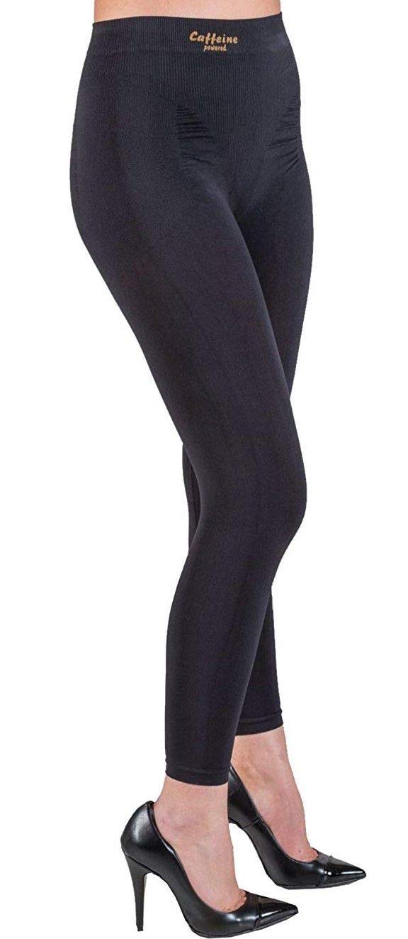 CzSalus Elegante, schlankmachende Lange Hose, Leggings mit Push-Up-Effekt mit Koffein XS Schwarz, XS