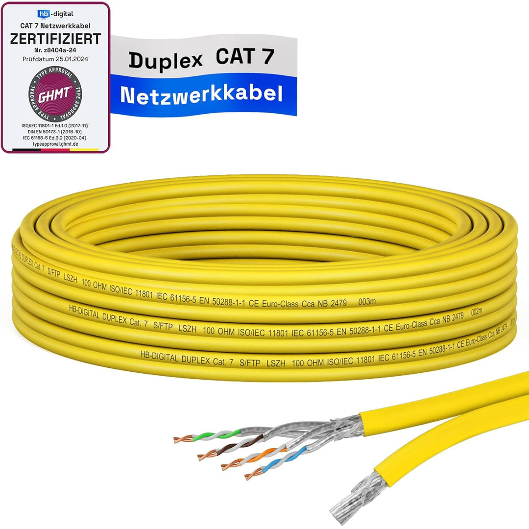 HB-DIGITAL 5m CAT 7 Netzwerkkabel LAN Kabel Verlegekabel Ethernet Installationskabel 10 Gbit/s AWG23