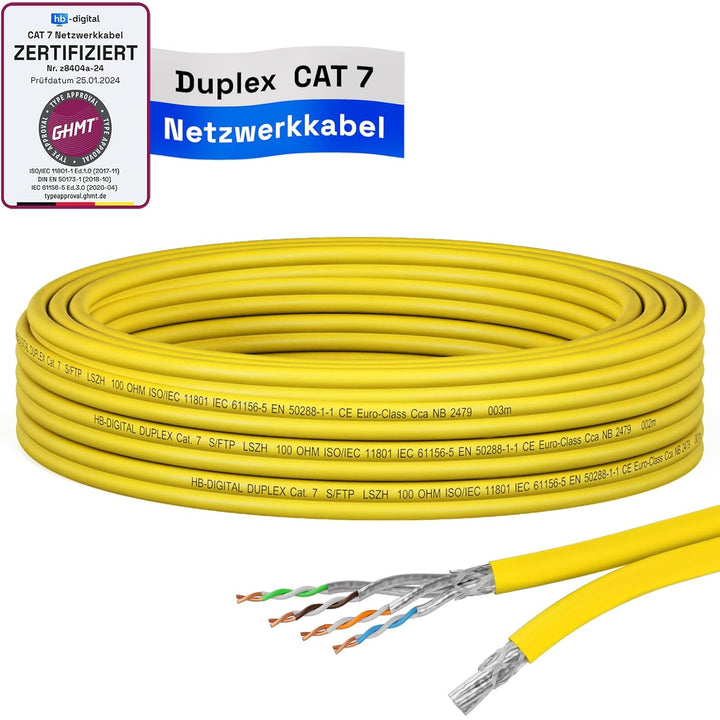 HB-DIGITAL 5m CAT 7 Netzwerkkabel LAN Kabel Verlegekabel Ethernet Installationskabel 10 Gbit/s AWG23