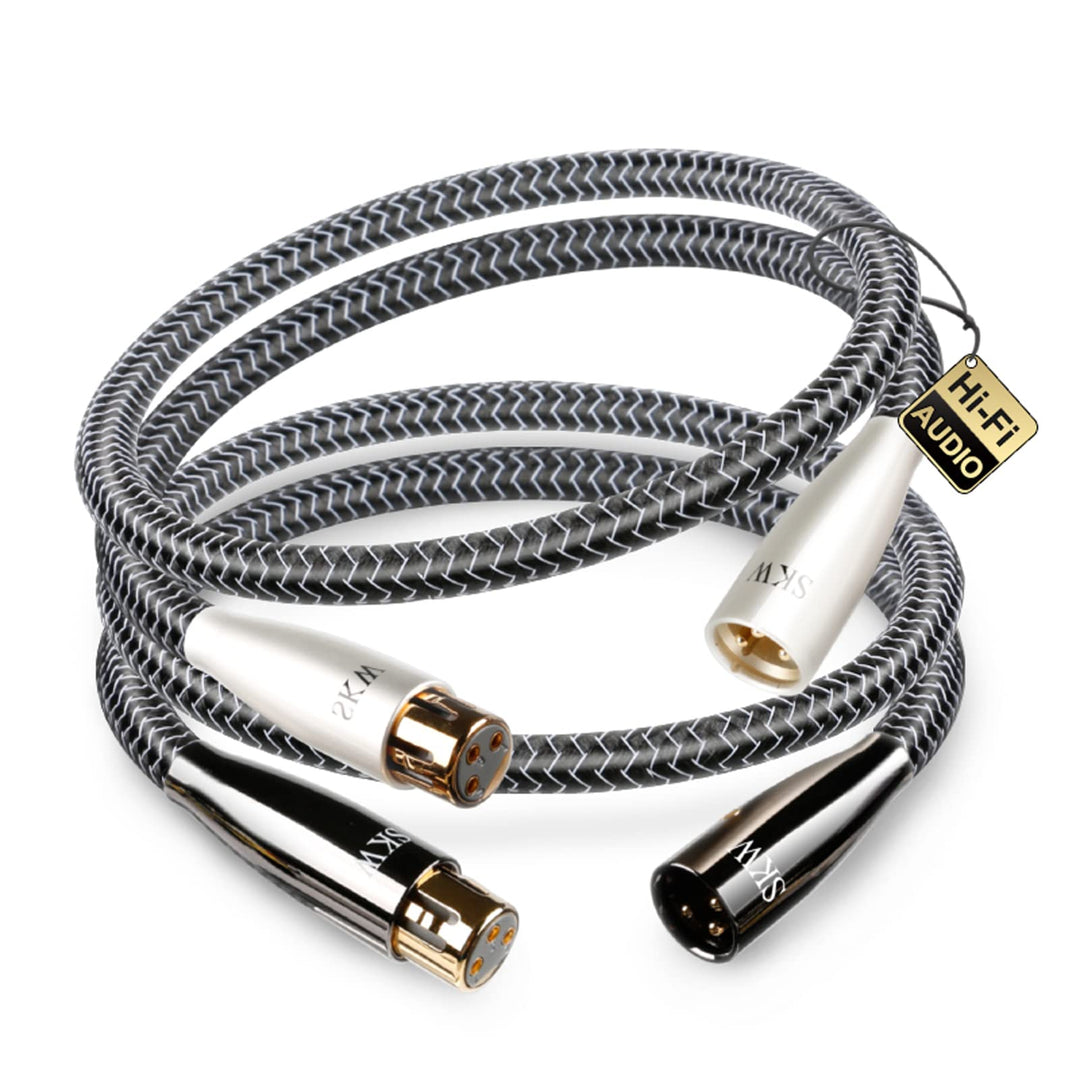 SKW High End Kupfer und Silberlitzendrähte HiFi Balanced XLR Stecker auf XLR Buchse 3 PIN Mikrofonka
