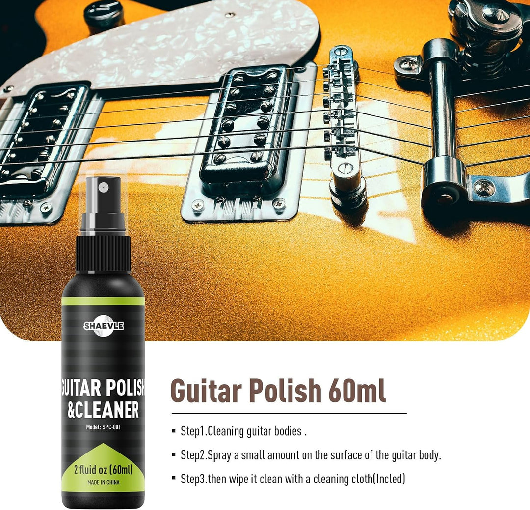Gitarrenreinigung,All IN ONE Kit: Gitarrenpolitur, Griffbrett-Zitronenöl, Saitenreiniger-Öl, Reinigu