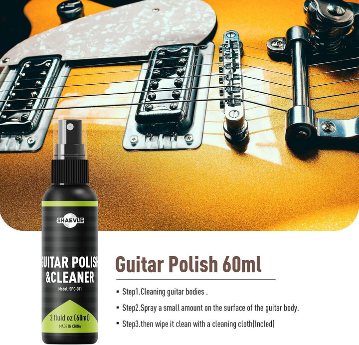 Gitarrenreinigung,All IN ONE Kit: Gitarrenpolitur, Griffbrett-Zitronenöl, Saitenreiniger-Öl, Reinigu